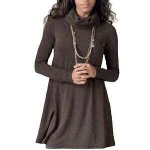 CAbi Size Medium Brown Fireside Cowl Neck Knit Tunic Swing Dress, Style 596